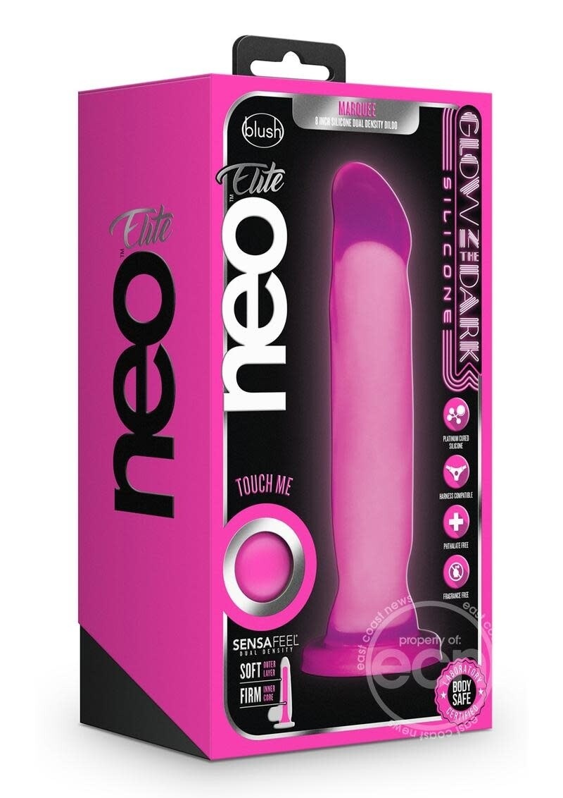 NEO ELITE GITD MARQUEE DILDO 8" PINK