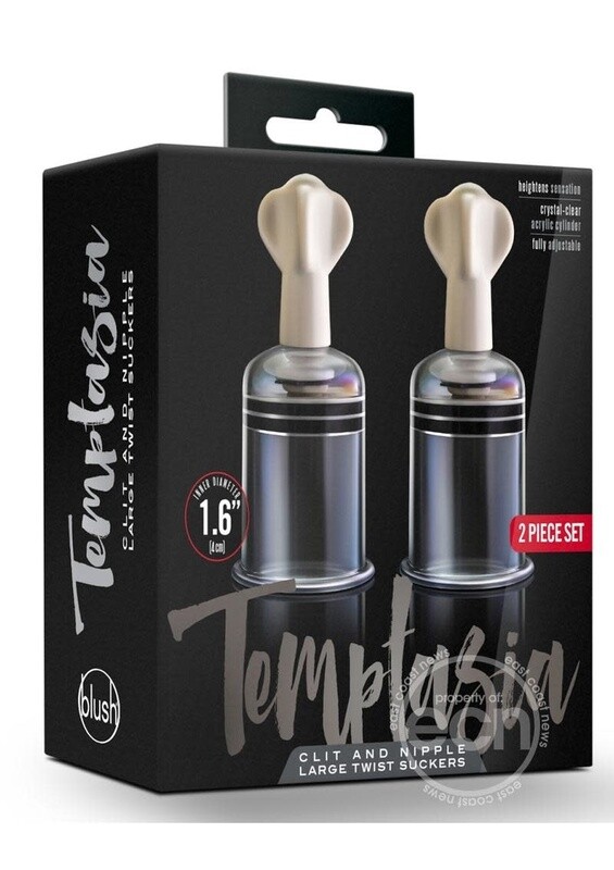 TEMPTASIA CLIT & NIPPLE LARGE TWIST SUCKERS SET CLEAR