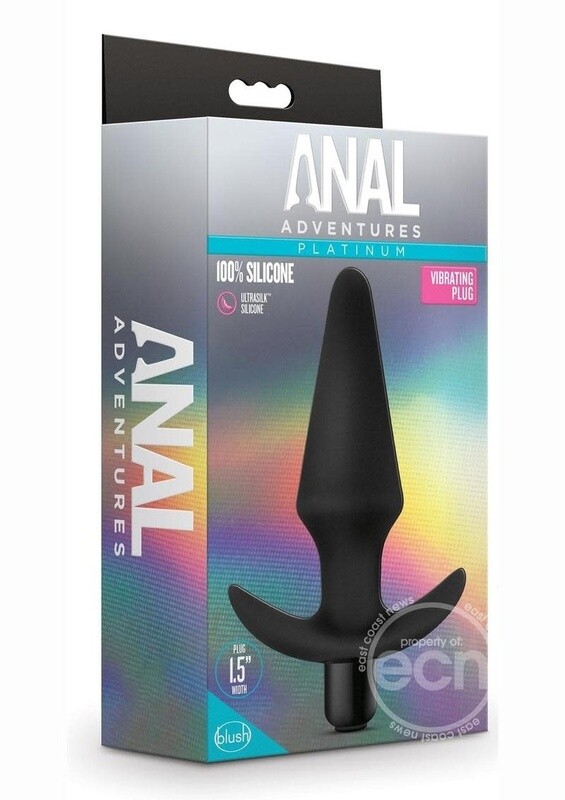 ANAL ADVENTURES PLATINUM SILICONE VIBRATING PLUG BLACK