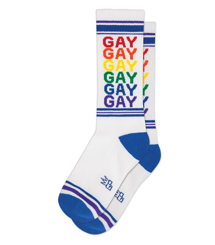 GUMBALL POODLE GAY RAINBOW RIBBED GYM SOCKS (DISC.)