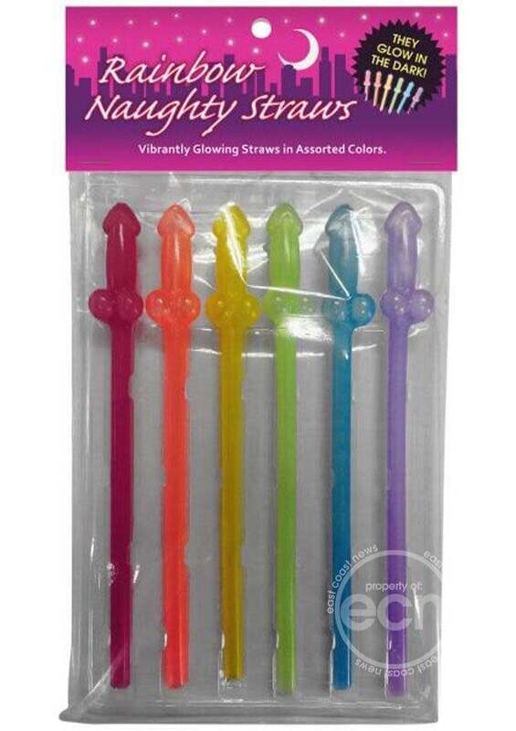 GITD RAINBOW NAUGHTY STRAWS 6PK