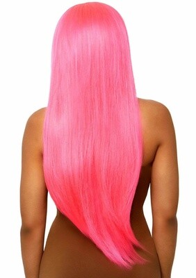 33" LONG STRAIGHT WIG NEON PINK