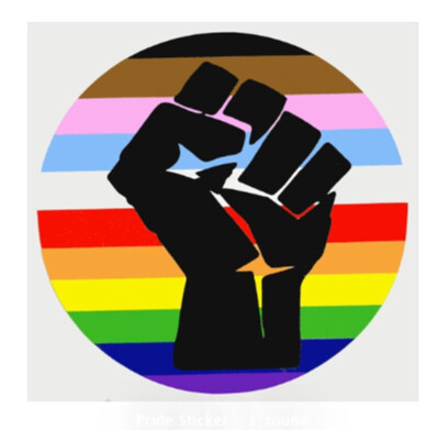 PRIDE FIST STICKER 3" ROUND