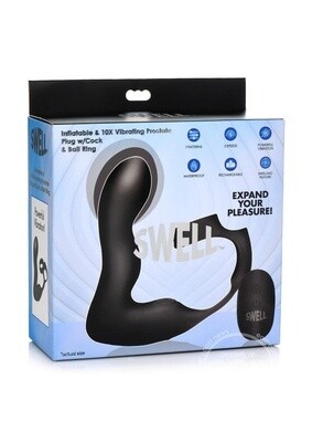 SWELL 10X INFLATABLE SILICONE VIBE PLUG WITH COCK & BALL RING
