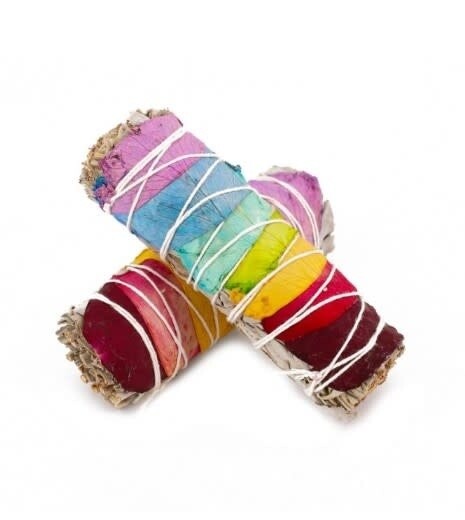 WHITE SAGE WITH 7 CHAKRA ROSE PETALS