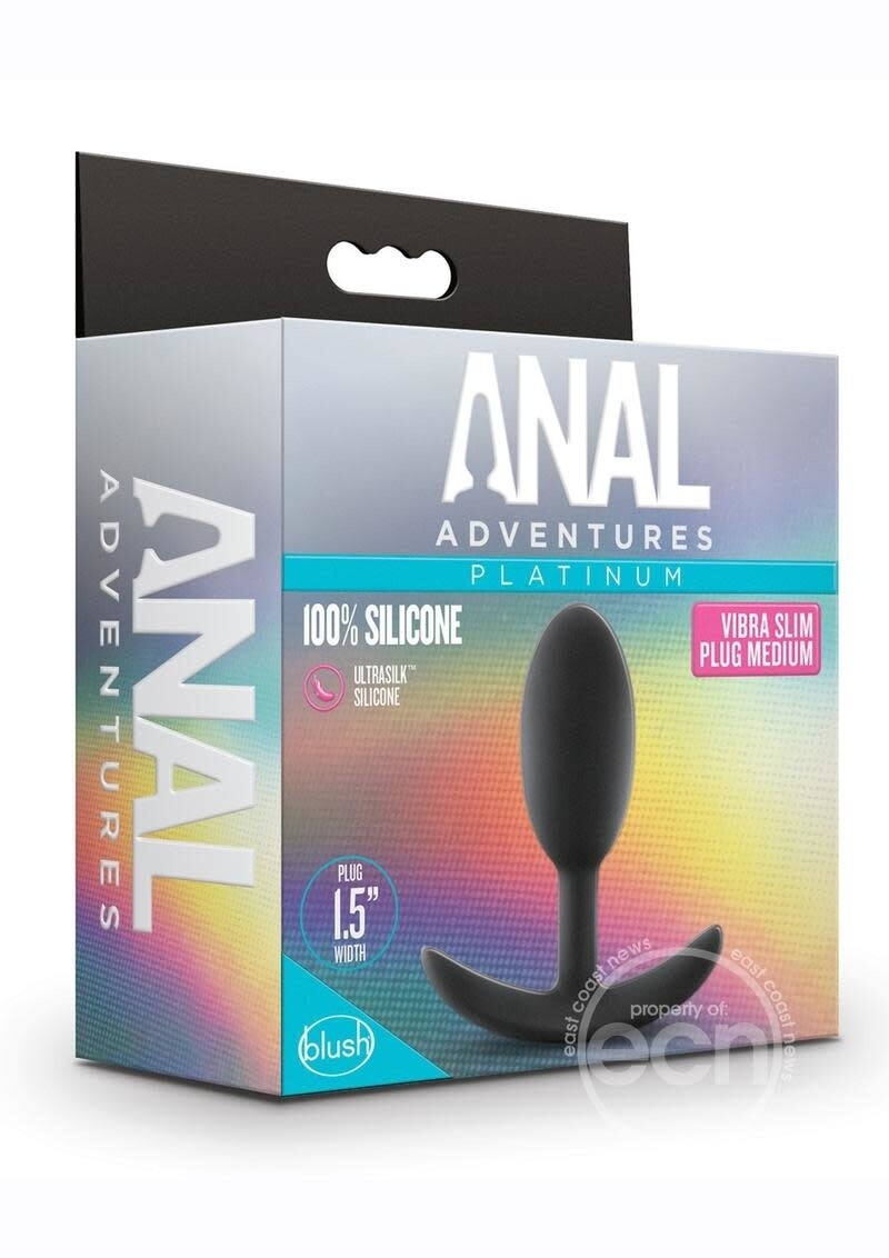 ANAL ADVENTURE SILICONE VIBRA SLIM PLUG MD BLK