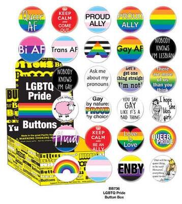 LGBTQ PRIDE BUTTONS ASSORTED (SINGLE)