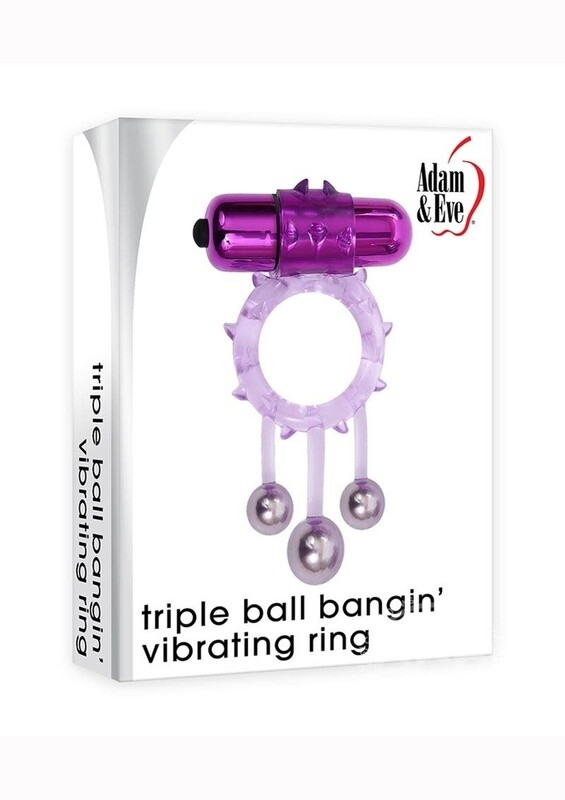 ADAM & EVE TRIPLE BALL BANGIN' VIBRATING RING PURPLE
