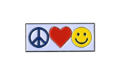 PEACE, LOVE, HAPPY ENAMEL PIN