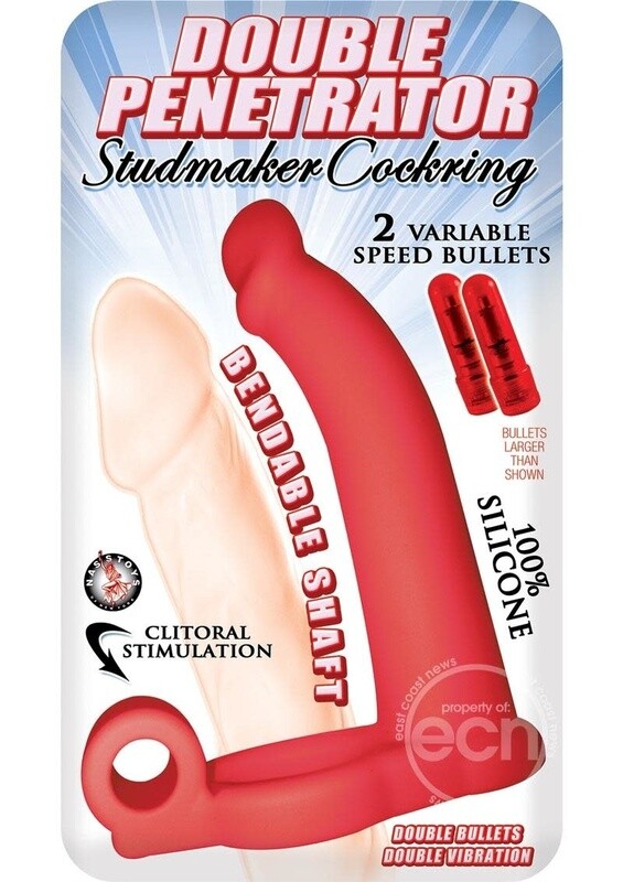 DOUBLE PENETRATOR STUDMAKER COCKRING RED