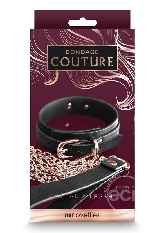 BONDAGE COUTURE COLLAR AND LEASH BLACK