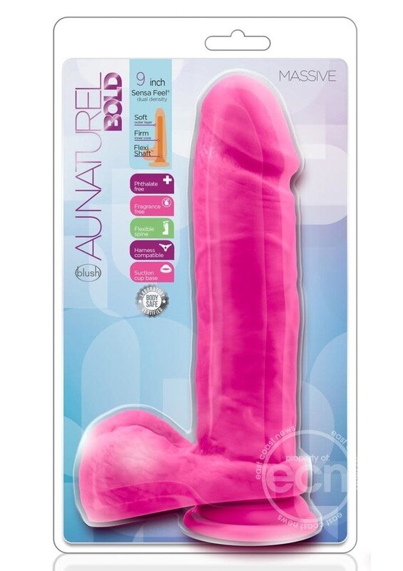 AU NATUREL BOLD MASSIVE DILDO W/ SUCTION CUP 9 inch