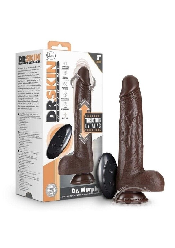 DR SKIN SILICONE DR MURPHY RECHARGEABLE THRUSTING WITH REMOTE 8" CHOCOLATE