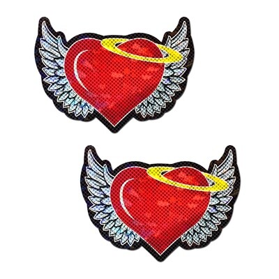 PASTEASE ANGEL HEART RED GLITTER HEARTS WITH WINGS