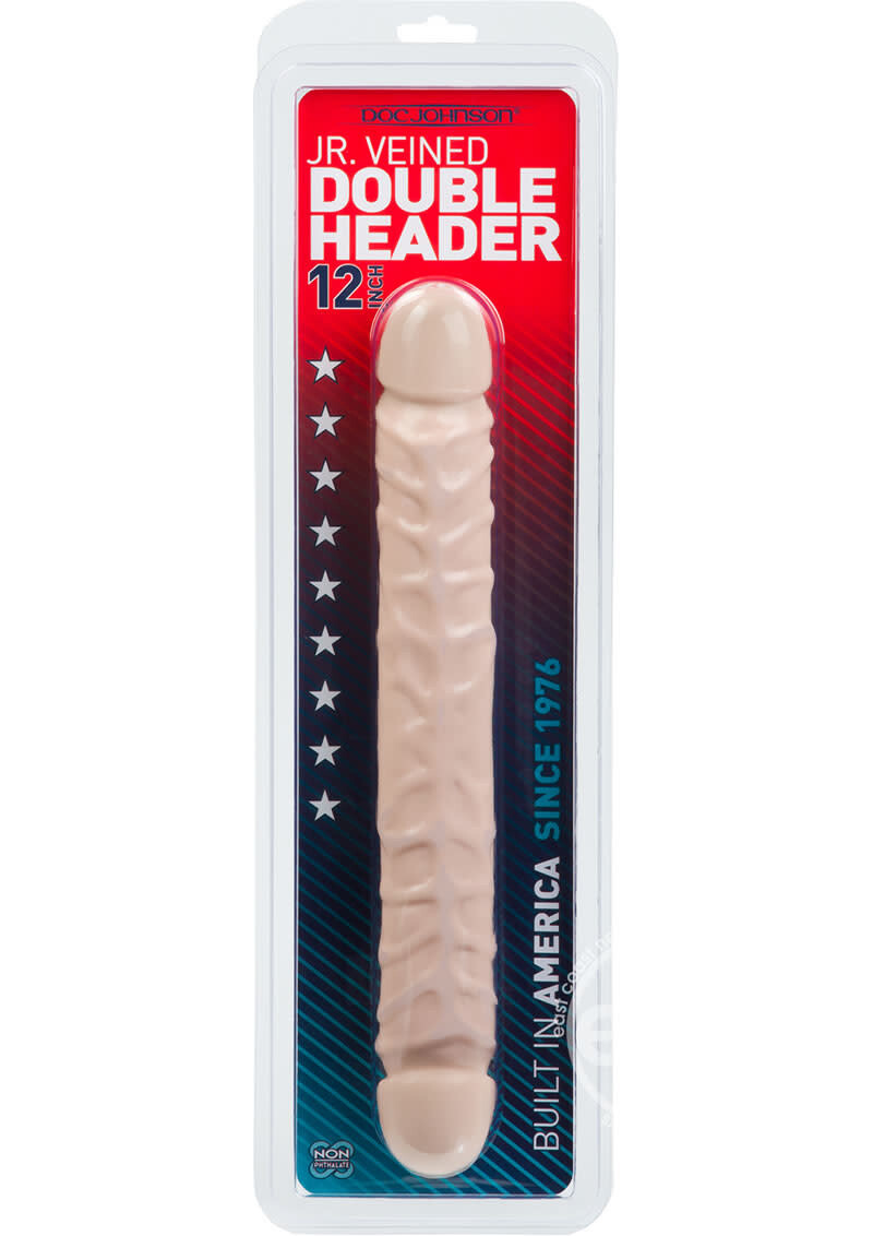 DOC JOHNSON JR VEINED DOUBLE HEADER 12" VANILLA