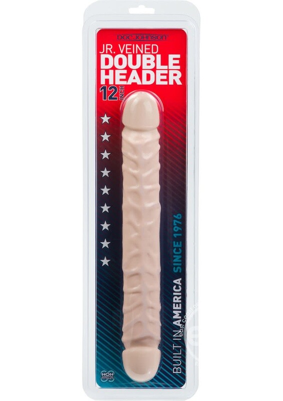 DOC JOHNSON JR VEINED DOUBLE HEADER 12" VANILLA