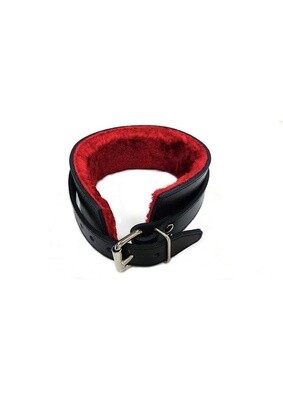 ROUGE LEATHER COLLAR WITH FAUX FUR LINING BLACK & RED