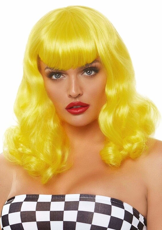 16" RETRO BANG CURLY BOB WIG YELLOW