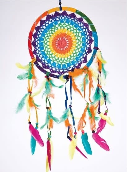 RAINBOW CROCHET DREAM CATCHER 8"