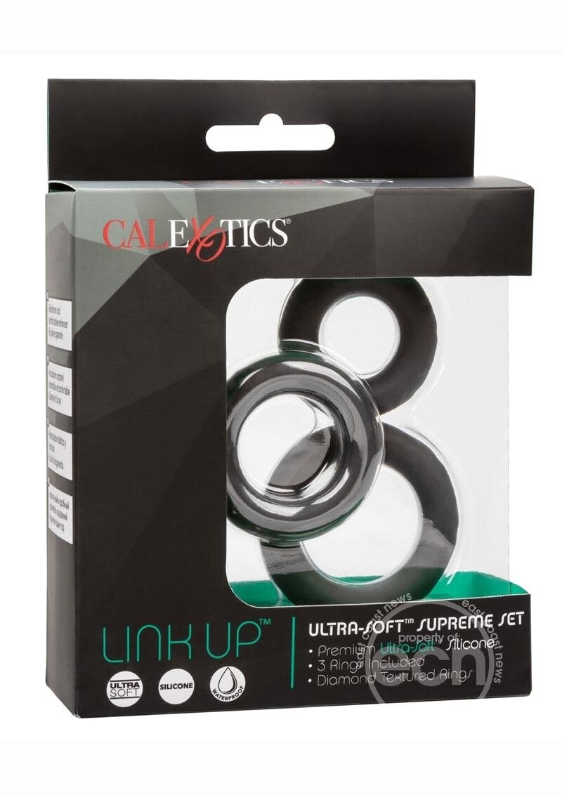 LINK UP ULTRA SOFT SUPREME SILICONE COCK RING  SET OF 3 BLACK