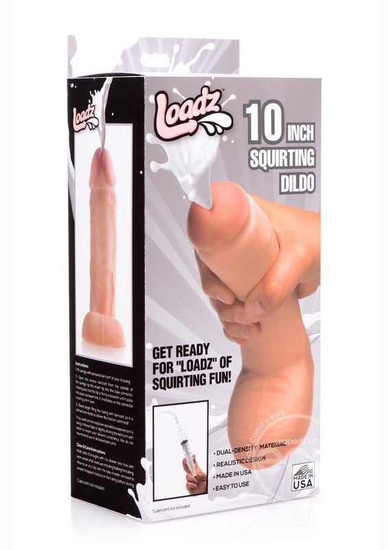 LOADZ DUAL DENSITY SQUIRTING COCK 10" VANILLA