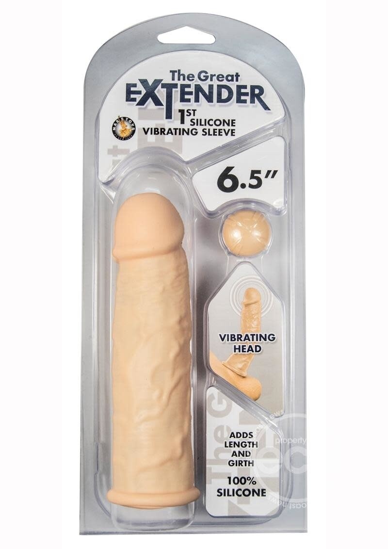 GREAT EXTENDER 1ST SILICONE VIBRATING SLEEVE 6.5" VANILLA