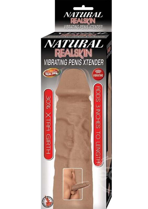 NATURAL REALSKIN VIBRATING PENIS EXTENDER BROWN