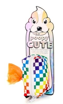 FYDELITY POOPCUTE DOGGY WASTE BAG HOLDER INDY RAINBOW CHECKERED