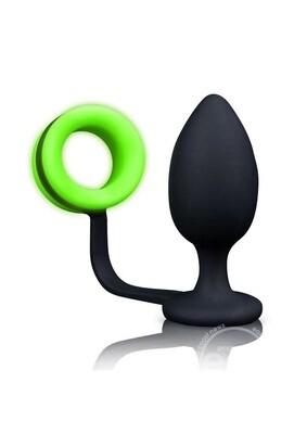 OUCH! BUTT PLUG WITH COCK RING SILICONE GLOW IN THE DARK