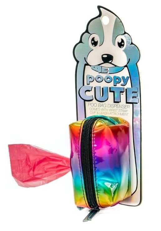 FYDELITY POOPCUTE DOGGY WASTE BAG HOLDER METALLIC RAINBOW