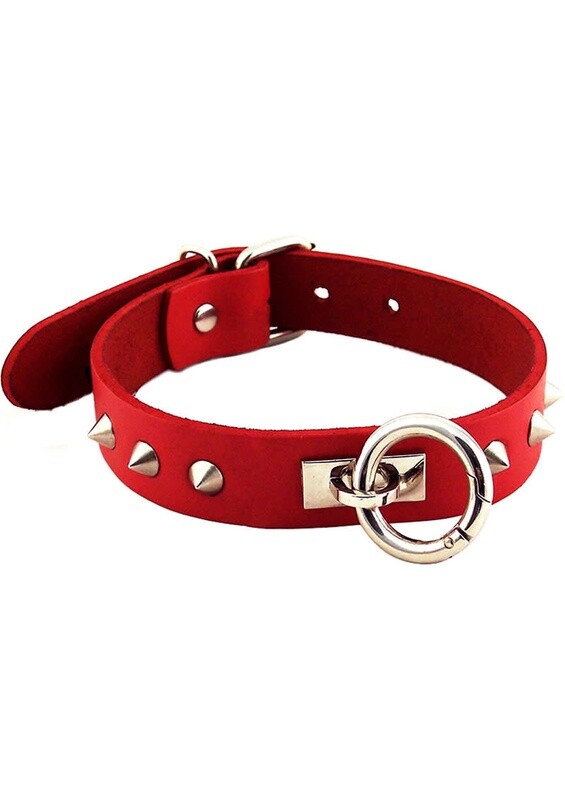 ROUGE O RING STUDDED COLLAR RED