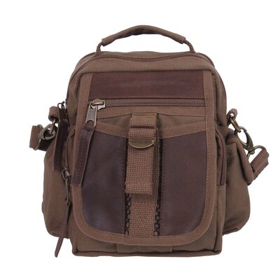 ROTHCO CANVAS & LEATHER TRAVEL SHOULDER BAG BROWN