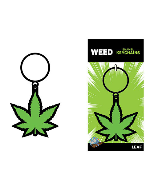 WOOD ROCKET ENAMEL KEYCHAIN POT LEAF