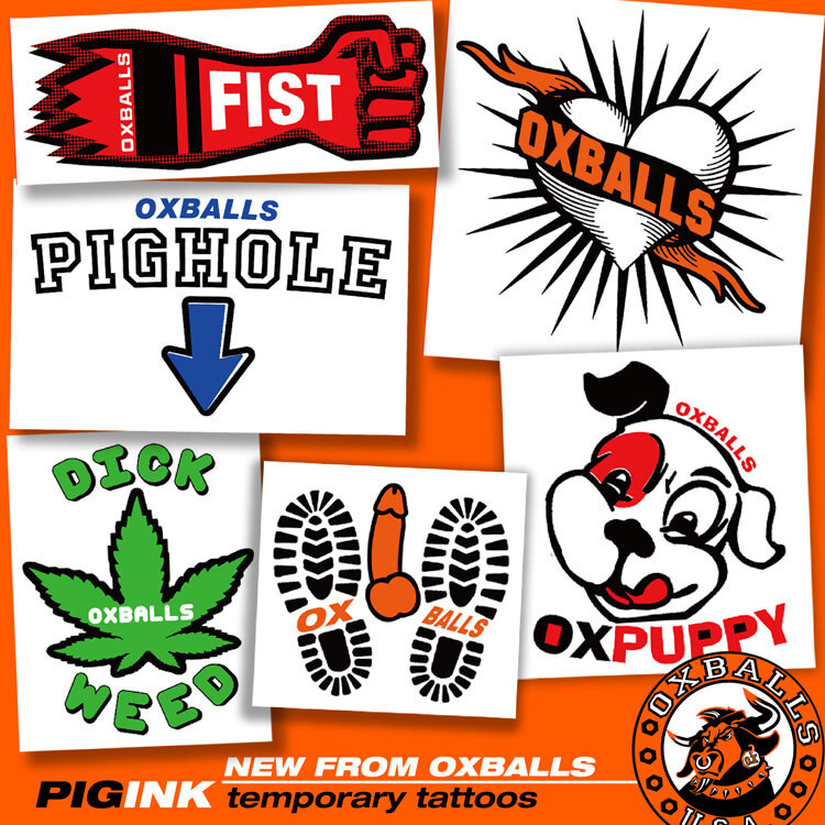 OX BALLS PIG INK TEMP TATTOOS