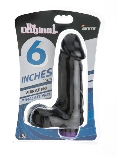 COCK WITH BALLS 6" VIBRATING BLACK