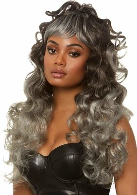 24" LONG CURLY PONYTAIL WIG GREY