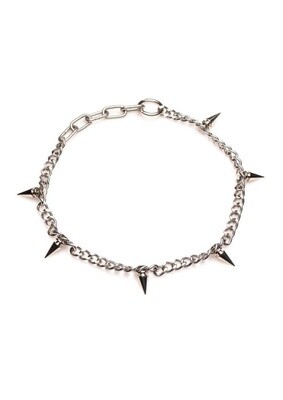 MASTER SERIES PUNK SPIKED NECKLACE SILVER