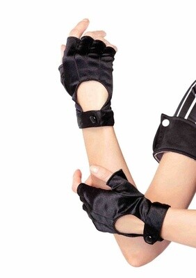 FINGERLESS MOTORCYCLE GLOVES WITH VELCRO STRAP BLACK ONE SIZE