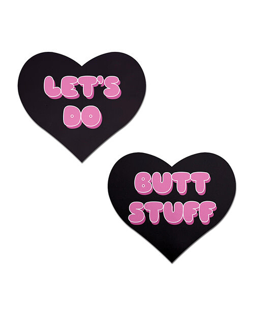 PASTEASE HEART 'LET'S DO BUTT STUFF' BLACK & PINK PASTIES