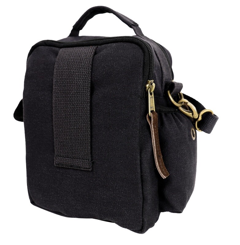 ROTHCO CANVAS & LEATHER TRAVEL SHOULDER BAG BLACK