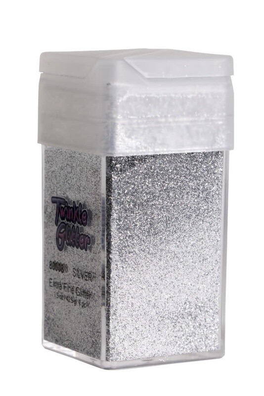 FINE GLITTER SQUARE BOTTLE SILVER 1.5 OZ
