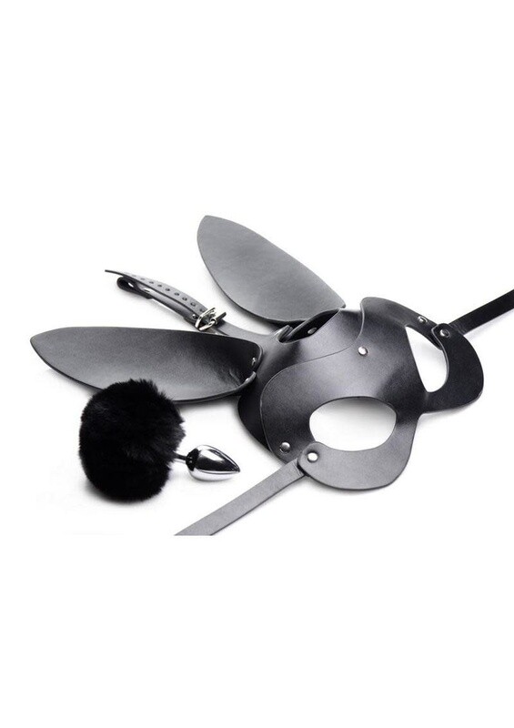 TAILZ BUNNY TAIL ANAL PLUG AND MASK SET BLACK