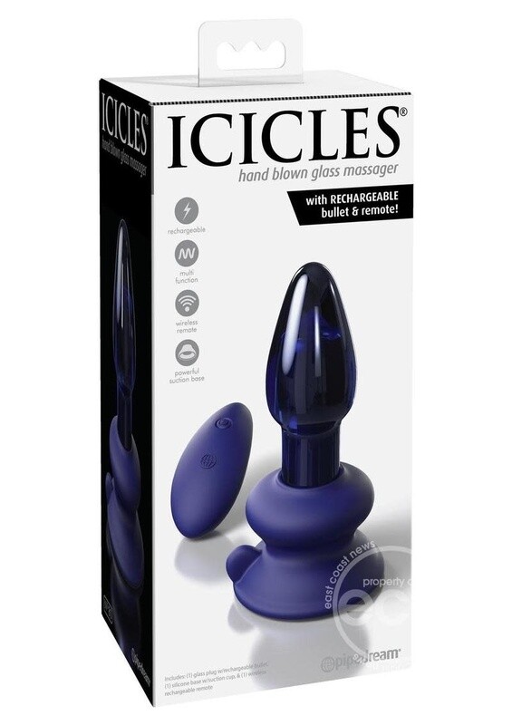 ICICLES #85 VIBRATING GLASS TAPERED PLUG WITH REMOTE ICICLES #85 VIBRATING GLASS TAPERED PLUG WITH REMOTE