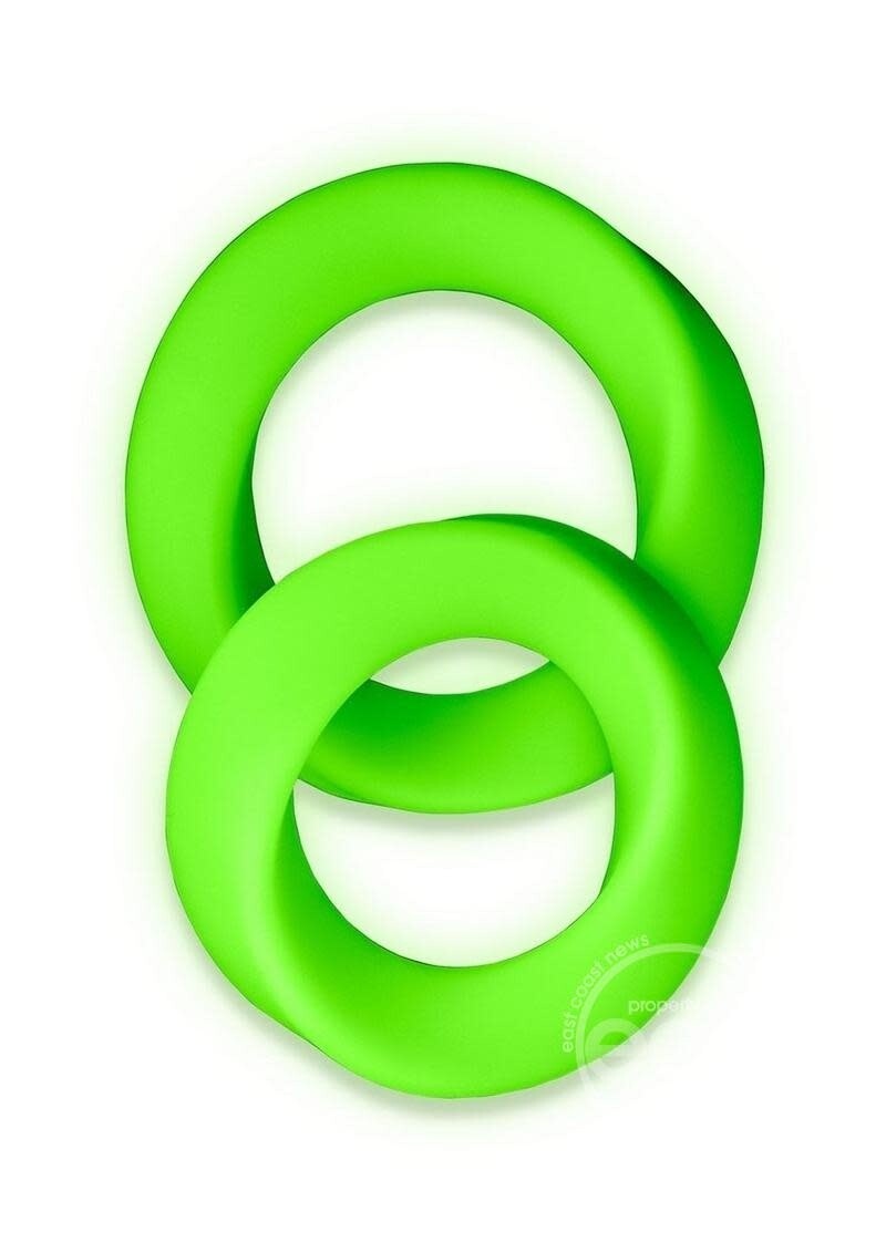 OUCH! GLOW IN THE DARK 2PC SILICONE COCK RING SET