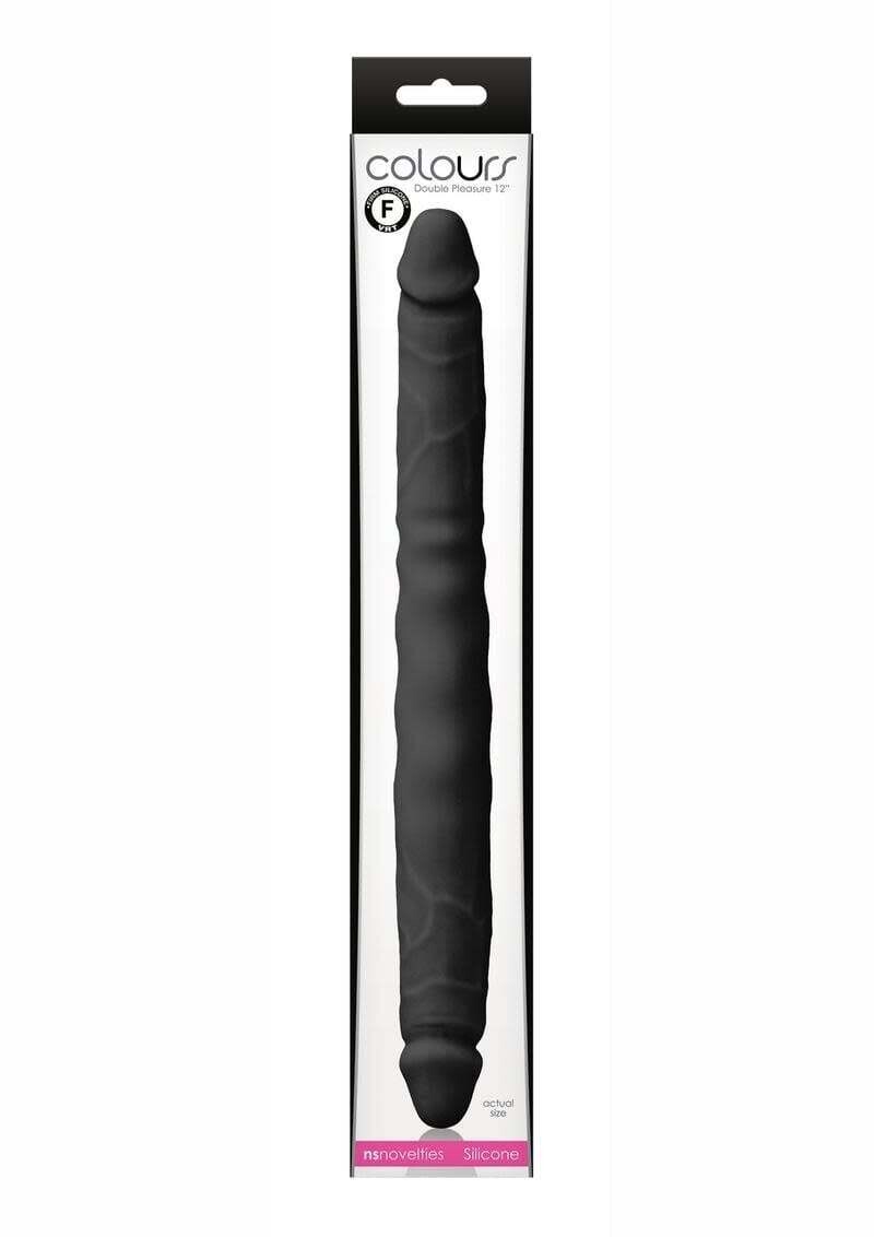 COLOURS DOUBLE PLEASURE SILICONE 12", Color: BLACK