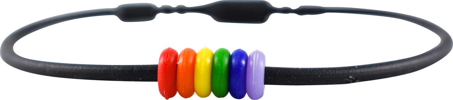 RUBBER RAINBOW BEADS BRACELET, Color: Black