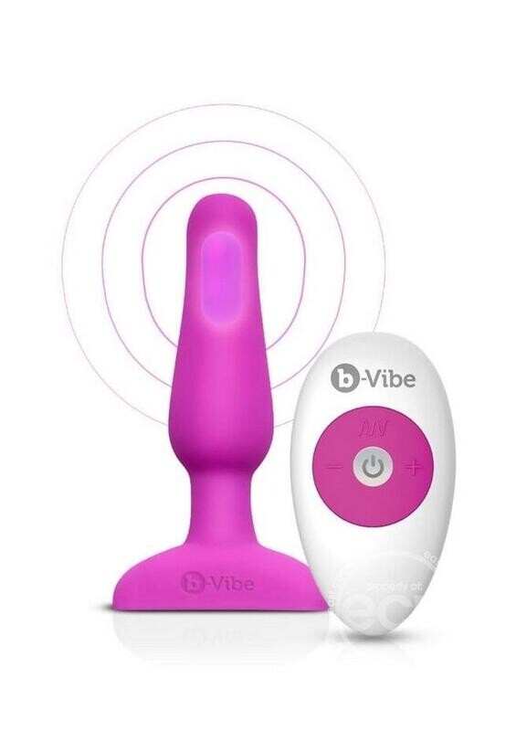 B-VIBE NOVICE PLUG FUCHSIA RECHARGEABLE SILICONE ANAL PLUG WITH REMOTE
