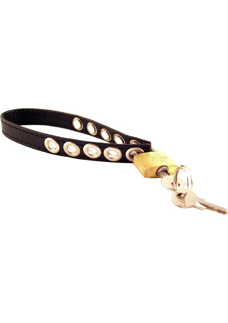 ROUGE PADDLOCKABLE ADJUSTABLE LEATHER COCK STRAP