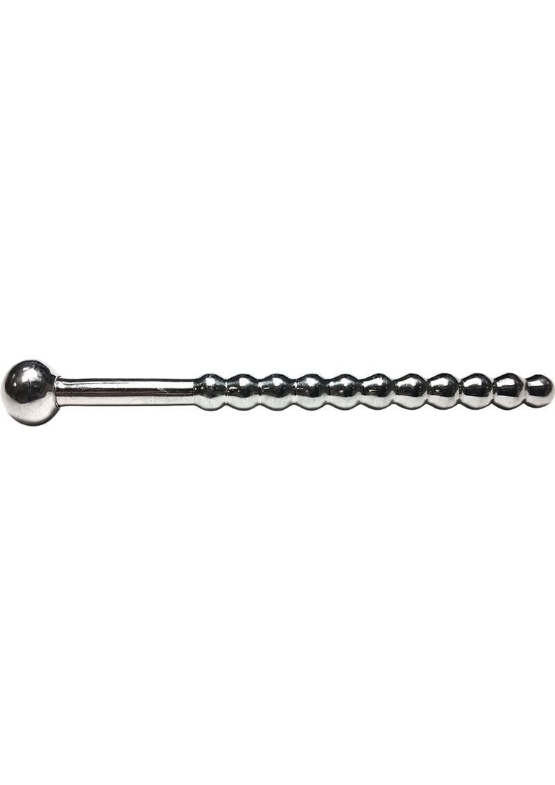 ROUGE BEADED STAINLESS STEEL URETHRAL SOUND WITH STOPPER
