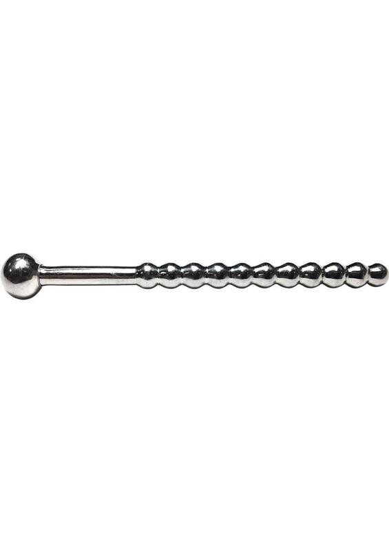 ROUGE BEADED STAINLESS STEEL URETHRAL SOUND WITH STOPPER